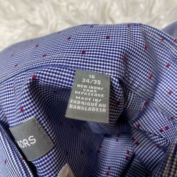 Michael Kors Dress Shirt Mens Size 16 / 34-35 Slim Fit Stretch Blue - Picture 3 of 8